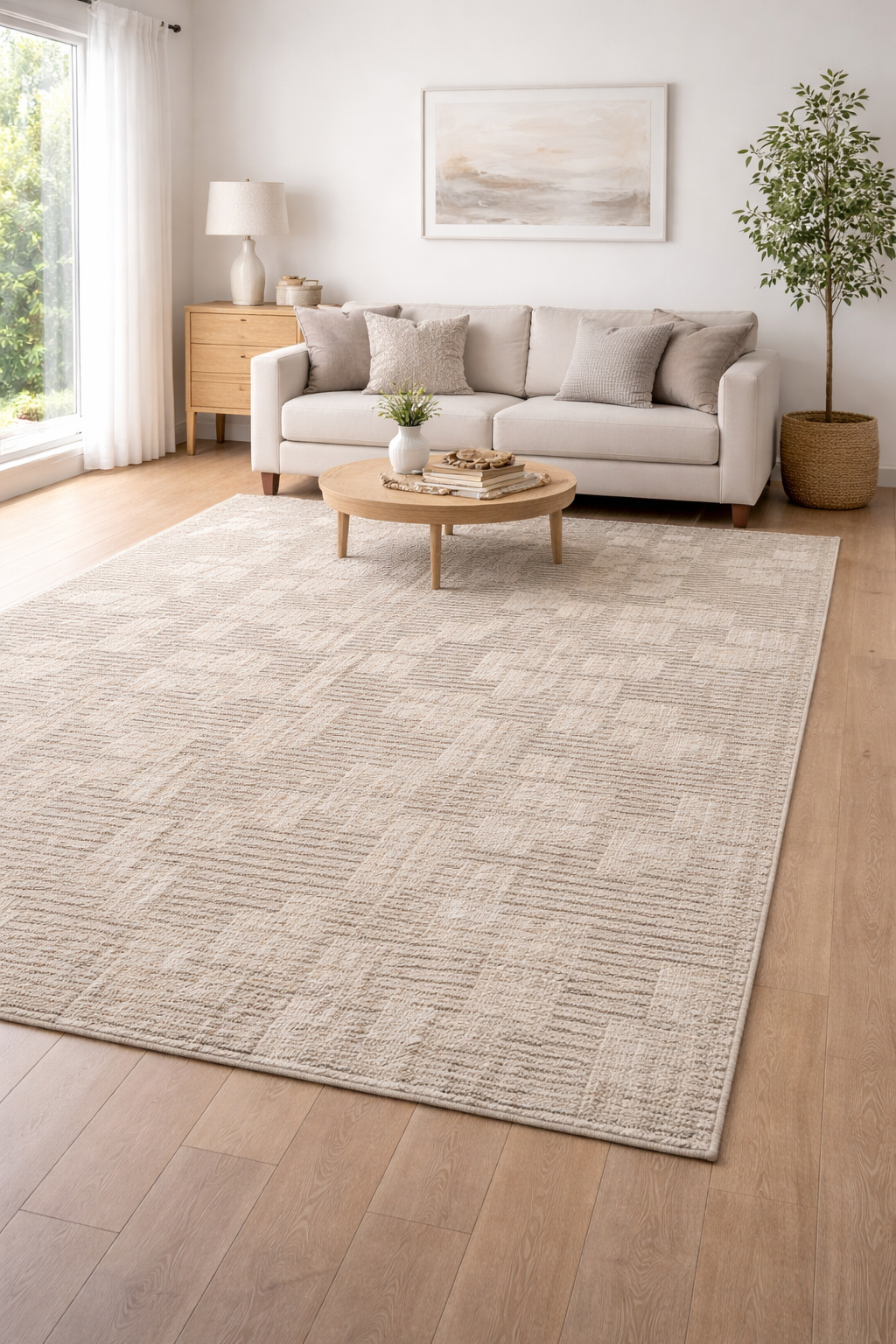 Elio Hand Knotted Wool Rug in Natural Tones