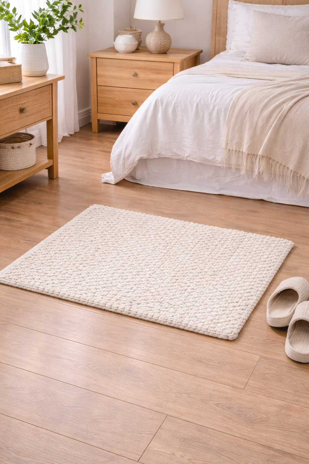 Ebert Natural Wool Hand Knotted Rug