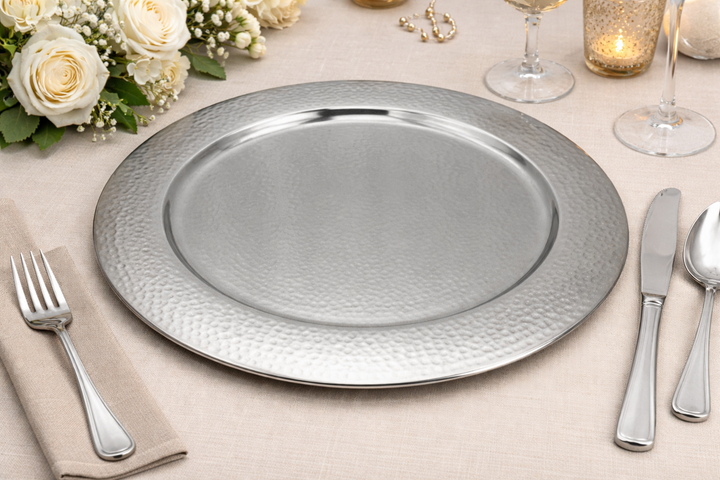 Stainless Steel Charger Plate (13 Inch Deep) – Traditional Indian Thali Serving Plate