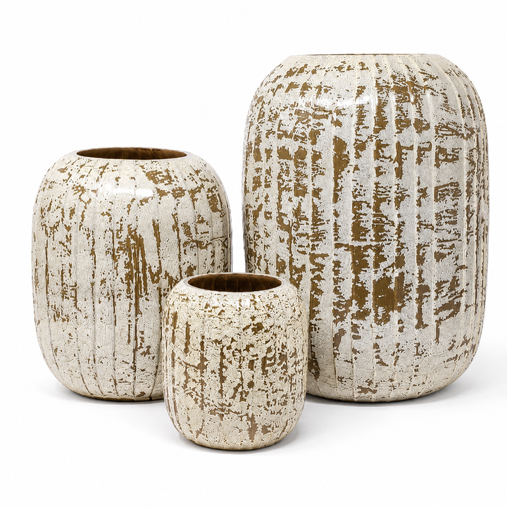 Expobazaar Crackled Brown Earthy Clay Glass Vase