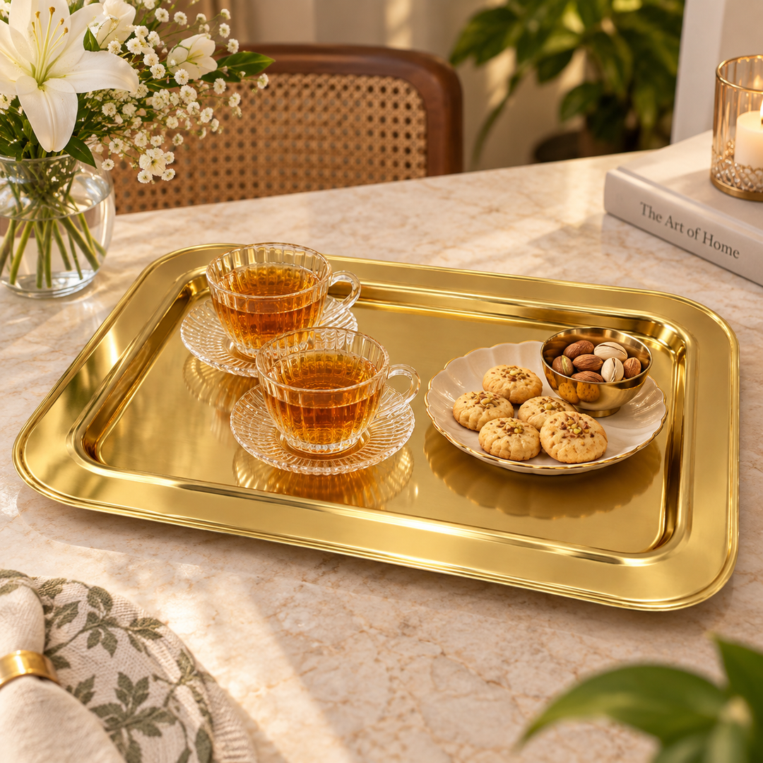 Royal Serving Decorative Tray | L-19 X W-14.5 Inches | Versatile Home Accessory