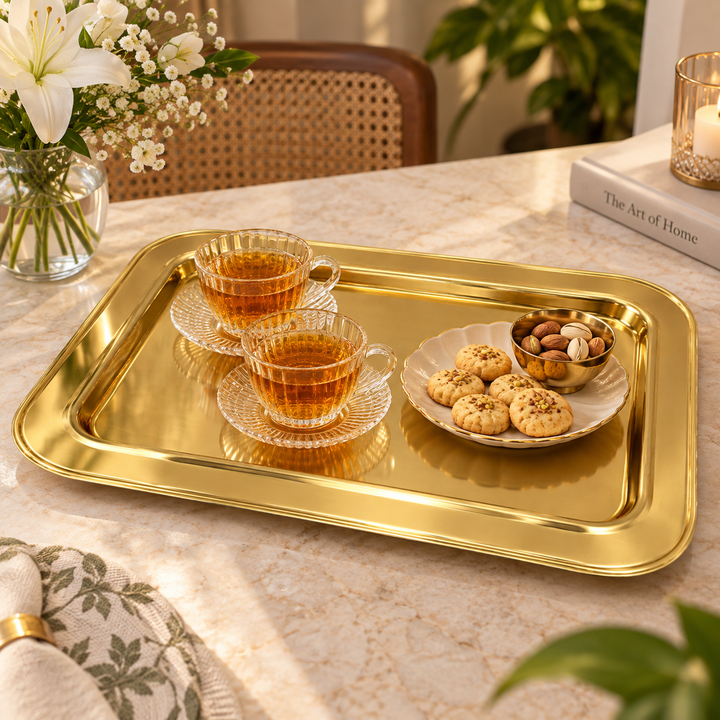 Royal Serving Decorative Tray | L-19 X W-14.5 Inches | Versatile Home Accessory