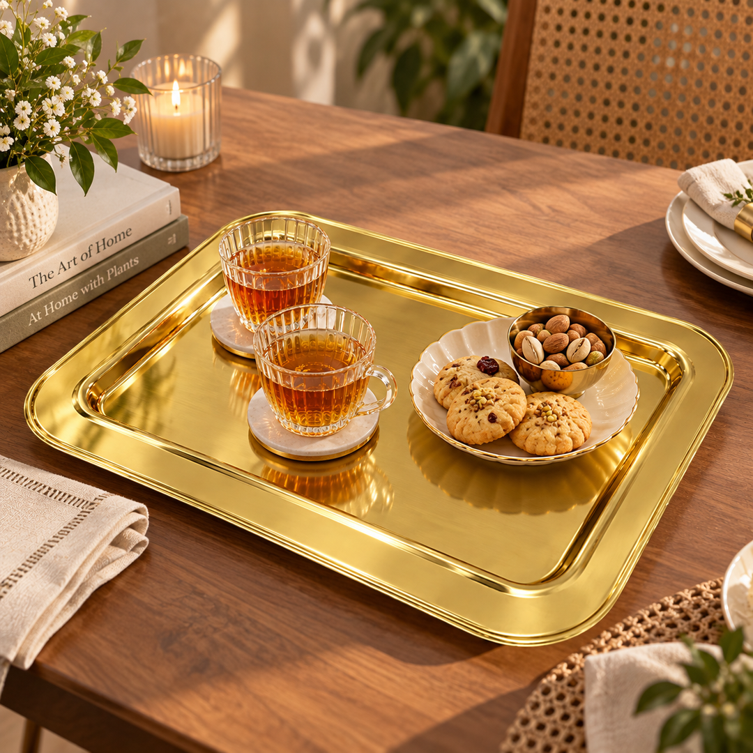 Royal Serving Decorative Tray | L-19 X W-14.5 Inches | Versatile Home Accessory