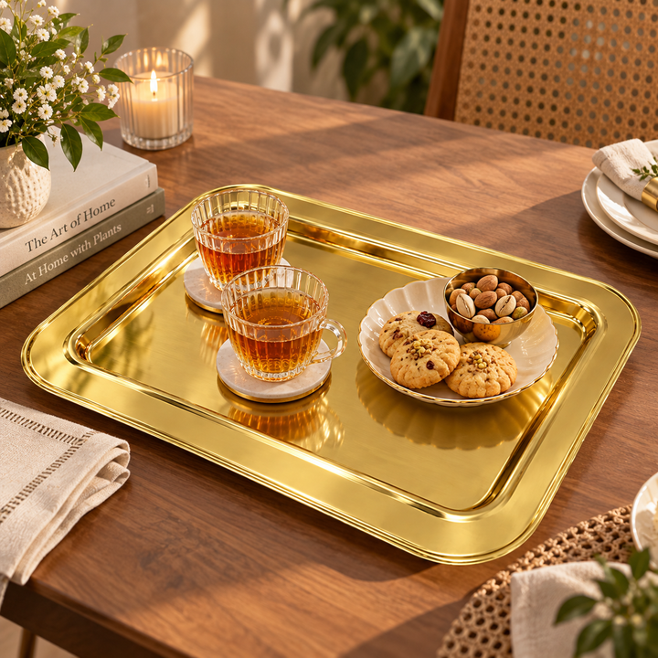 Royal Serving Decorative Tray | L-19 X W-14.5 Inches | Versatile Home Accessory