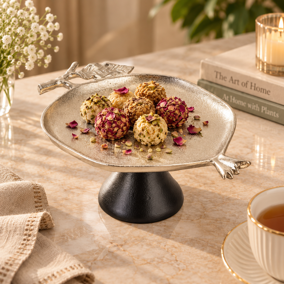 Pomegranate Metal Feast Platter – Elegant Dining Tray