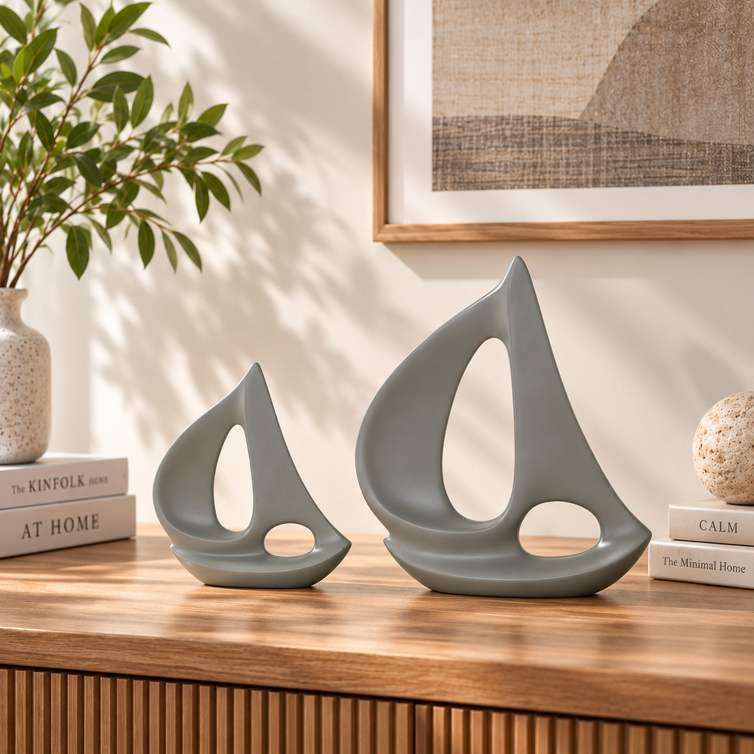 Breeze Sailing Serenity Set | Abstract Nautical Boats in Black & Green