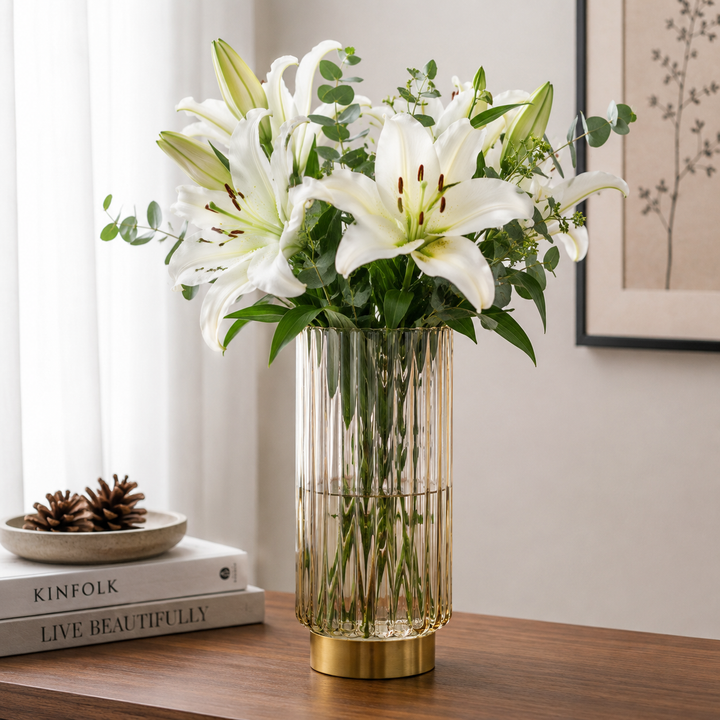 Glass Flower Vase, Smoke