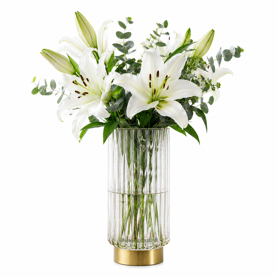 Glass Flower Vase, Smoke