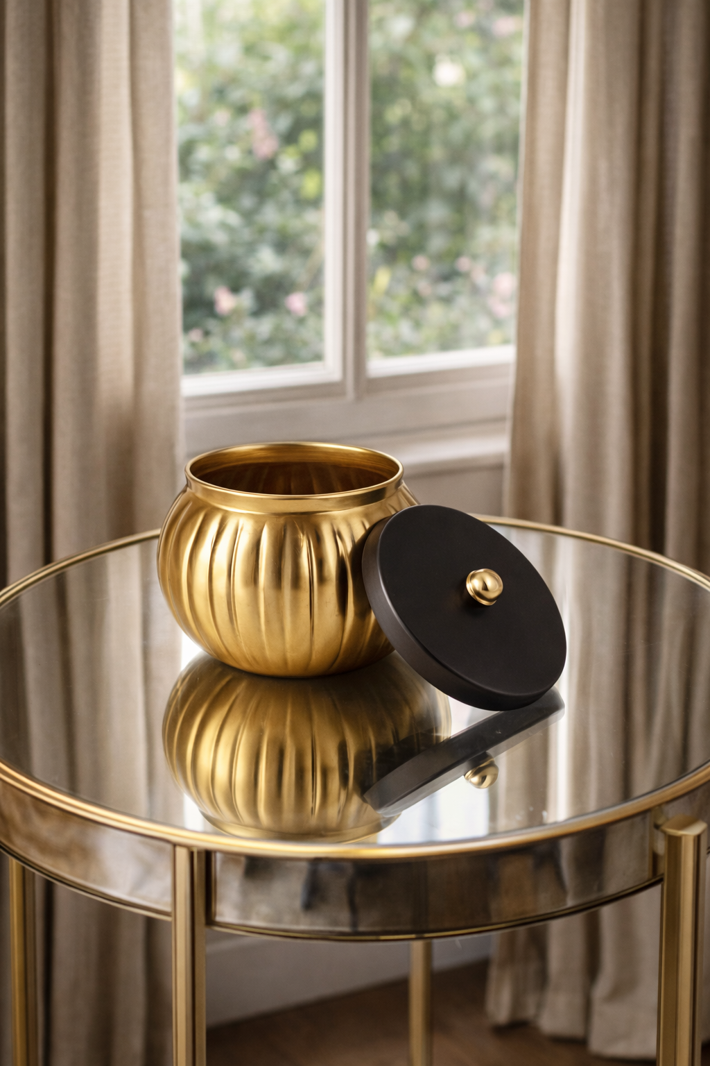Luxora Storage Box – Sophisticated Gold and Black Metal Container