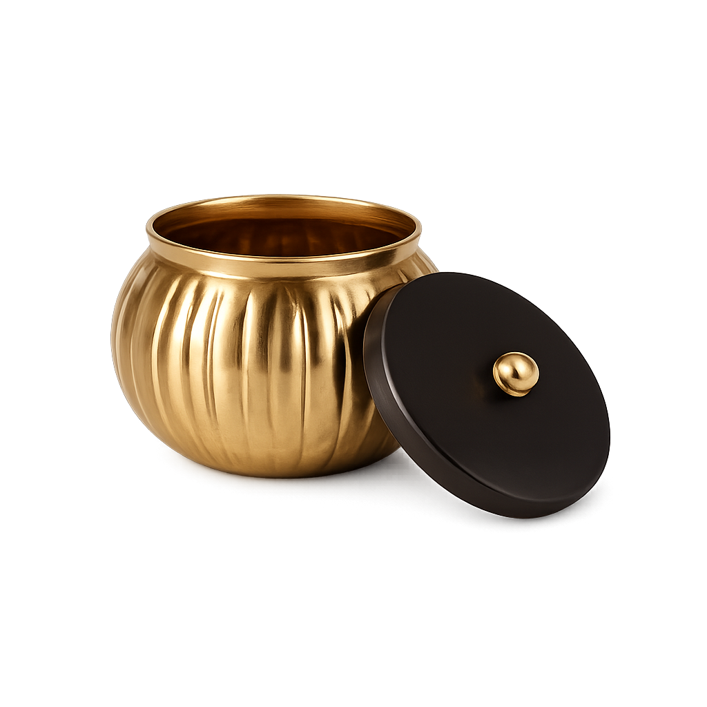 Luxora Storage Box – Sophisticated Gold and Black Metal Container