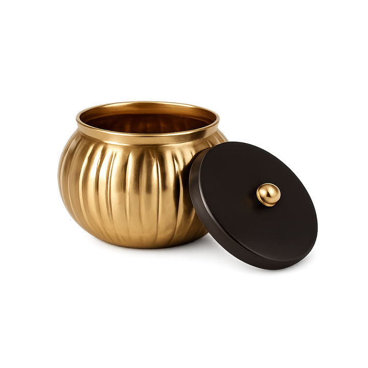 Luxora Storage Box – Sophisticated Gold and Black Metal Container