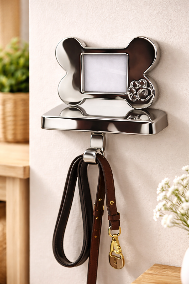 "Pet Leash Holder with Photo Frame – Stylish and Practical Design"