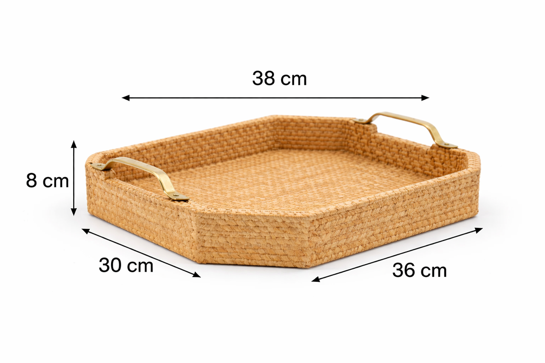 Wooden Carved Tray Set of 2 – Handcrafted Serving Trays