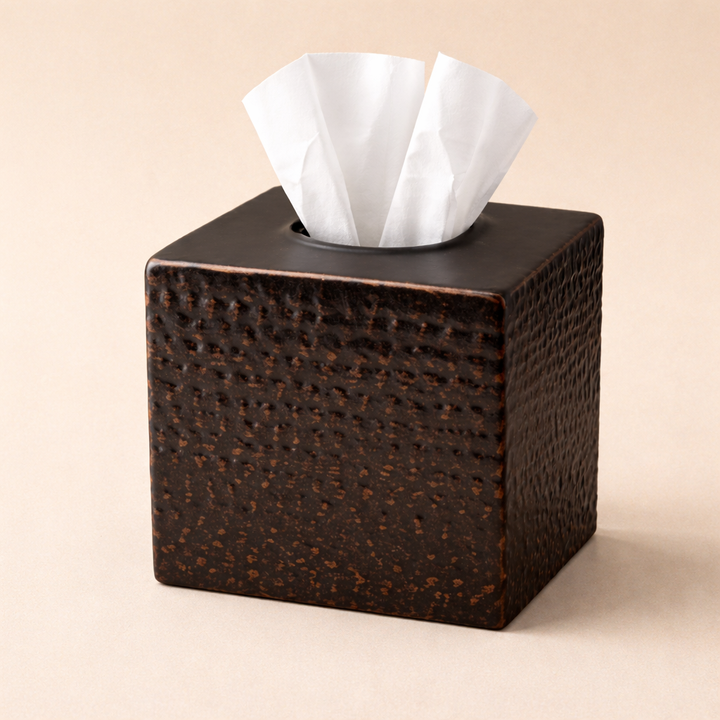 Hammered Tissue Holder | Black Powder-Coated Multi-Purpose Design