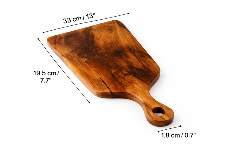 Rectangular Wooden Chopping & Serving Board with Handle – Dark Brown Mango Wood