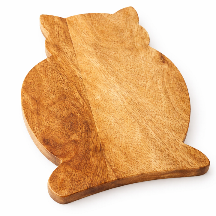 Wooden Owl Shaped Chopping Board | Mango Wood Serving Tray for Kitchen