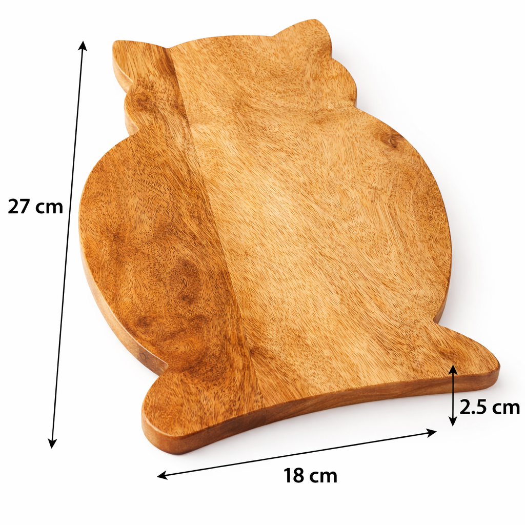 Wooden Owl Shaped Chopping Board | Mango Wood Serving Tray for Kitchen