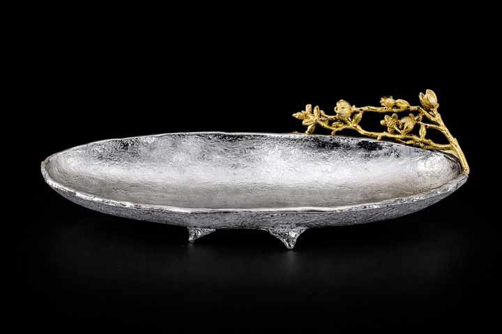 Luxury Aluminium Silver Leaf Decorative Bowl | Centerpiece Home Decor