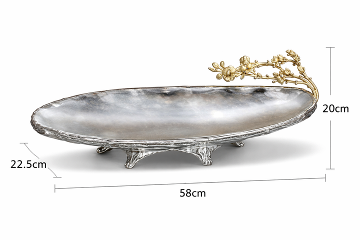 Luxury Aluminium Silver Leaf Decorative Bowl | Centerpiece Home Decor