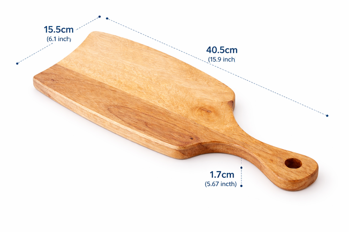 Stylish Mango Wood Chopping & Serving Board | Unique Moon Cut Design – 40.5x15.5x1.7cm