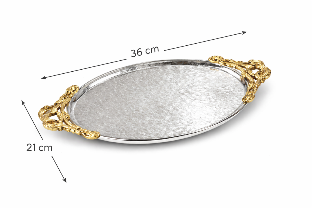 Shiny Aluminium Decorative Tray | A Touch of Indian Elegance for Serving & Table Décor
