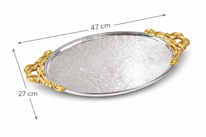 Shiny Aluminium Decorative Tray | A Touch of Indian Elegance for Serving & Table Décor