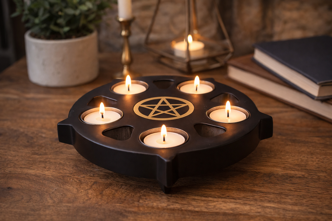 Black Soapstone Unique Design Candle Holder with Brass Accent