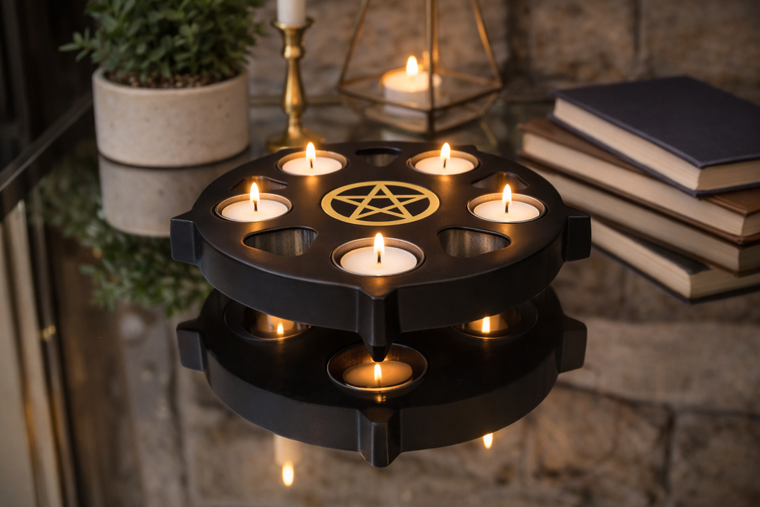 Black Soapstone Unique Design Candle Holder with Brass Accent
