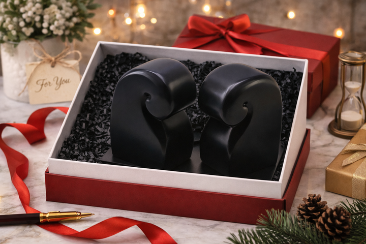 Artisan Hand Carved Black Soapstone Elephant Bookends Tabletop Décor