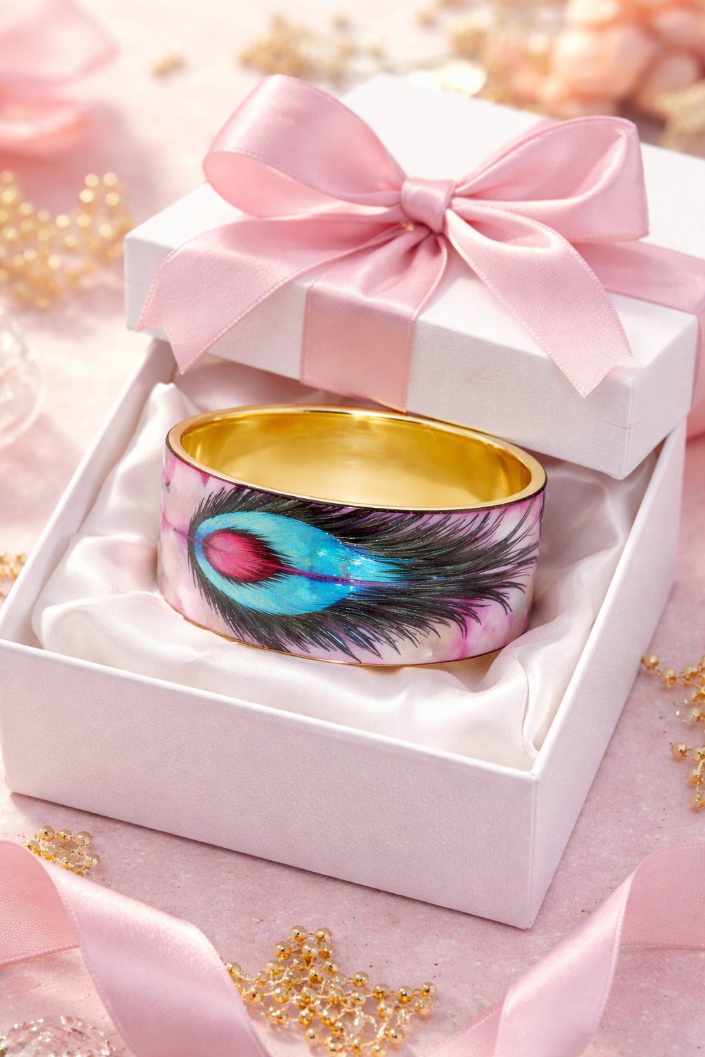 Ocellus Rage Carmine Rose Mother of Pearl Designer Bangle