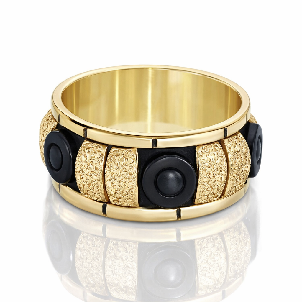 Black Olive Meringue Artisan Black Resin Bead Brass Spacer Bangle