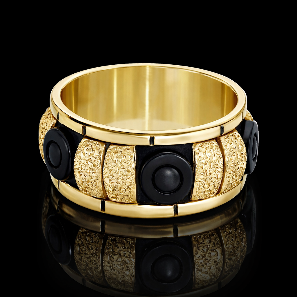 Black Olive Meringue Artisan Black Resin Bead Brass Spacer Bangle