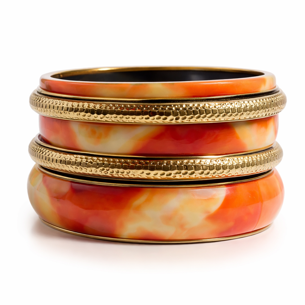 Sunset Ember Bold Sunset Orange Statement Bangle Set