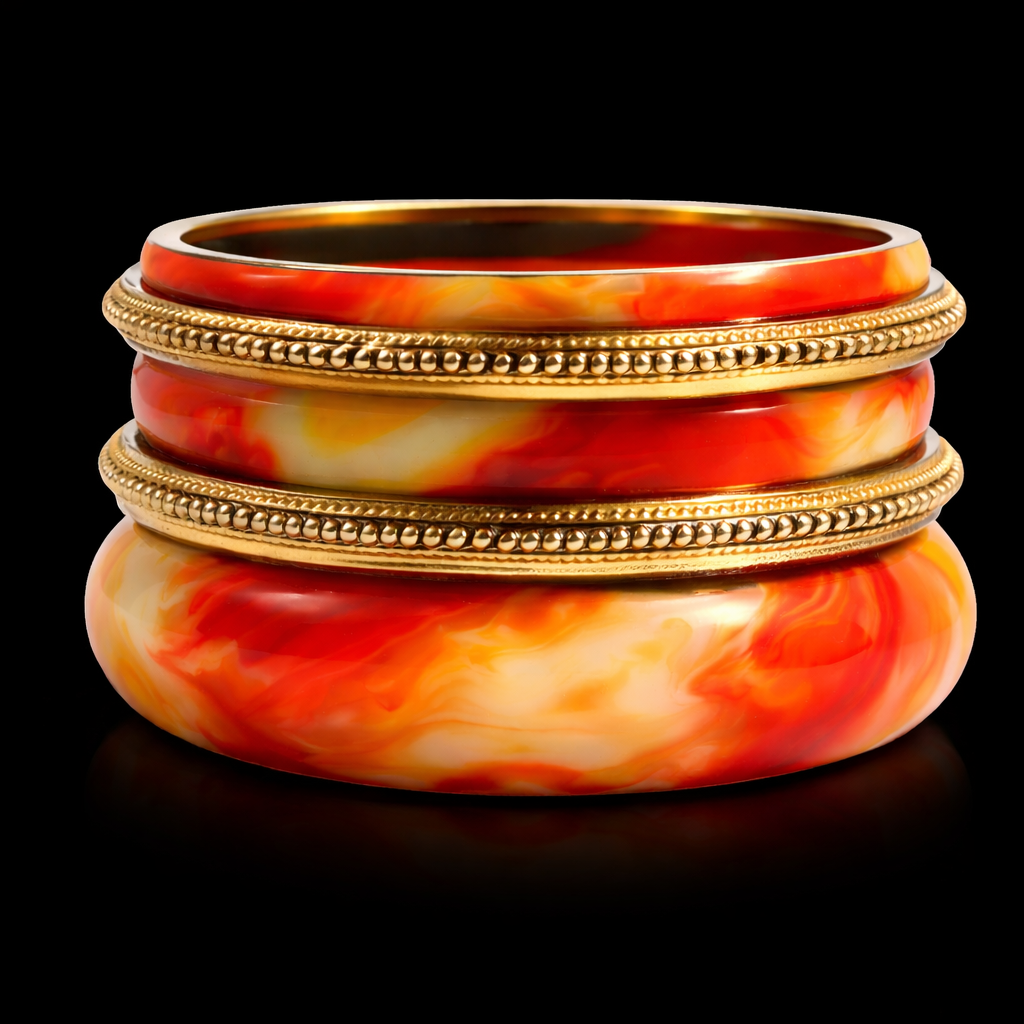 Sunset Ember Bold Sunset Orange Statement Bangle Set