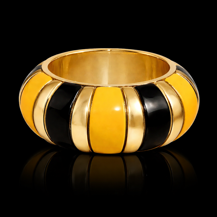 Scintillating Melon Moonless Black & Spectra Yellow Resin Bangle