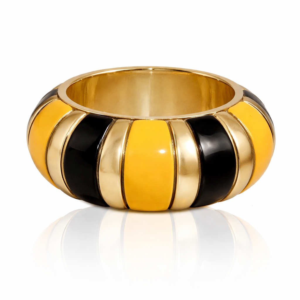 Scintillating Melon Moonless Black & Spectra Yellow Resin Bangle