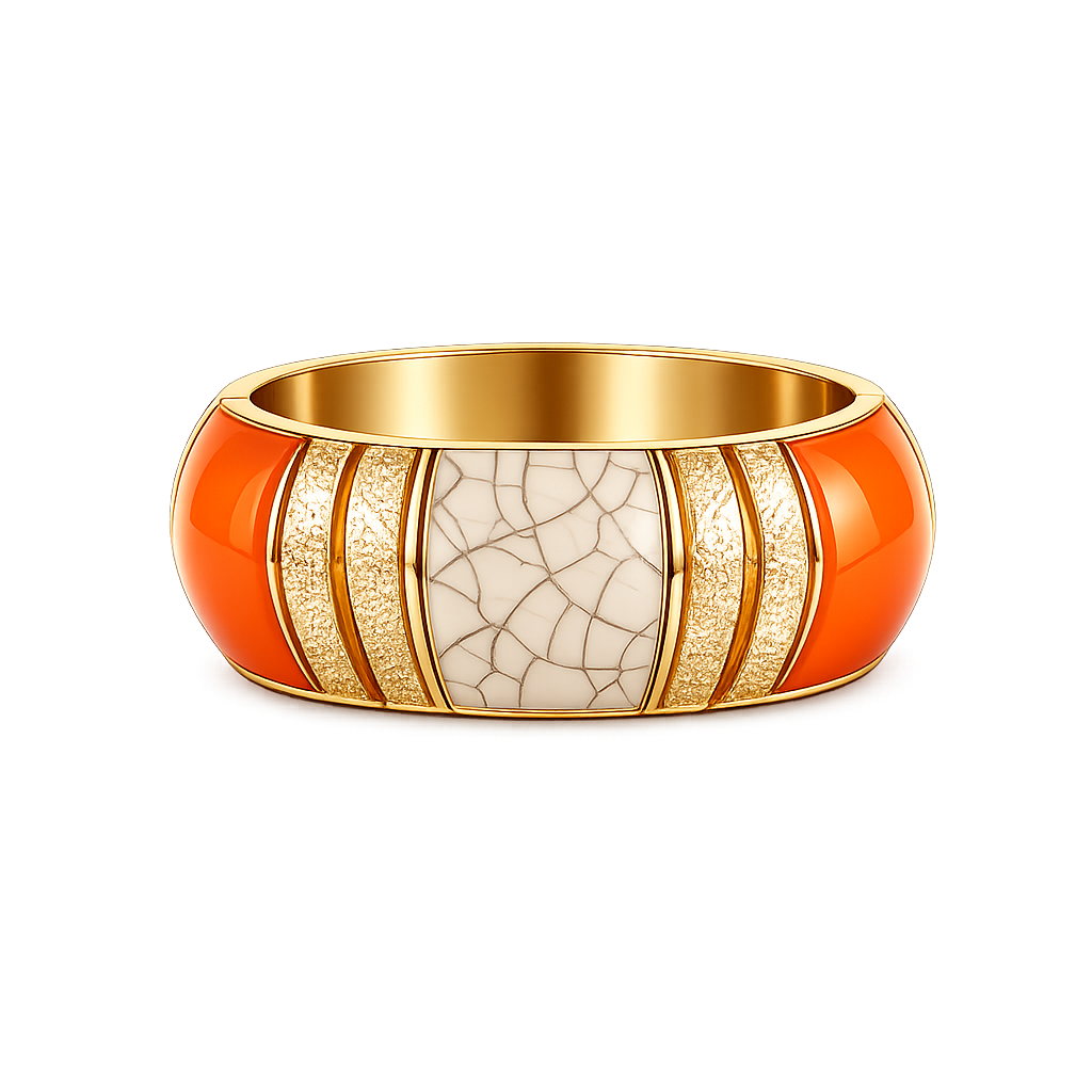 Emotional Aura Autumn Glory Orange Resin Fashion Bangle