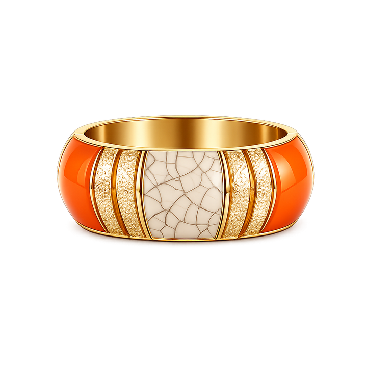 Emotional Aura Autumn Glory Orange Resin Fashion Bangle