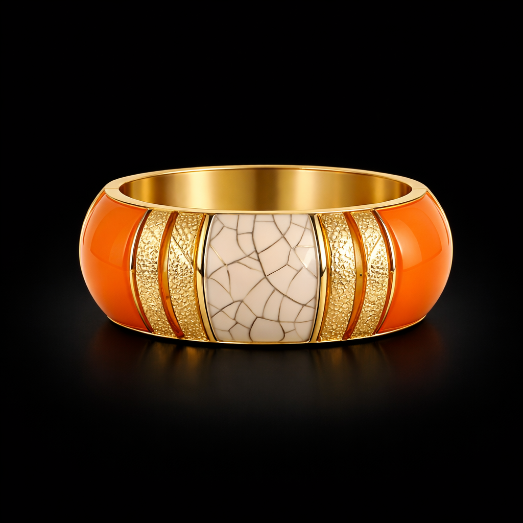 Emotional Aura Autumn Glory Orange Resin Fashion Bangle