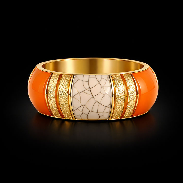 Emotional Aura Autumn Glory Orange Resin Fashion Bangle