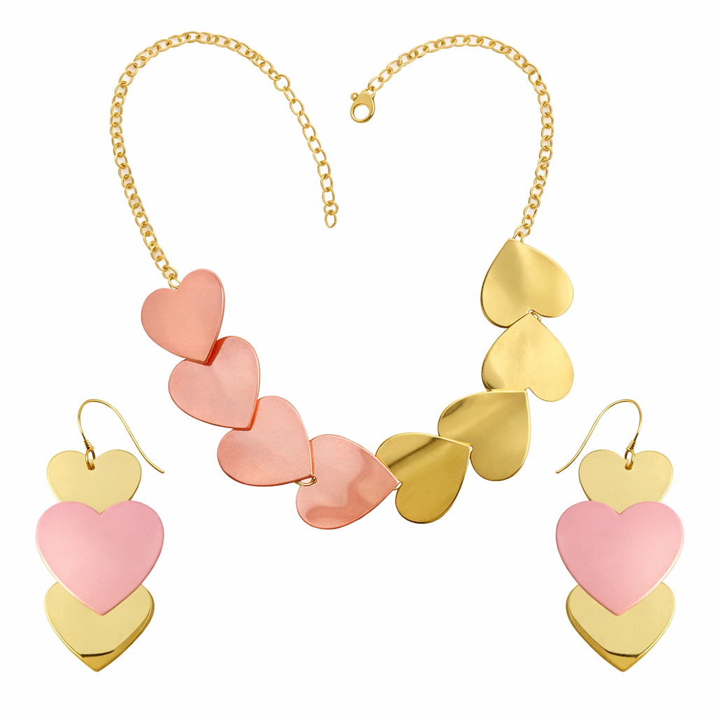 Love Cavalcade Handcrafted Heart-Inspired Brass Necklace Set