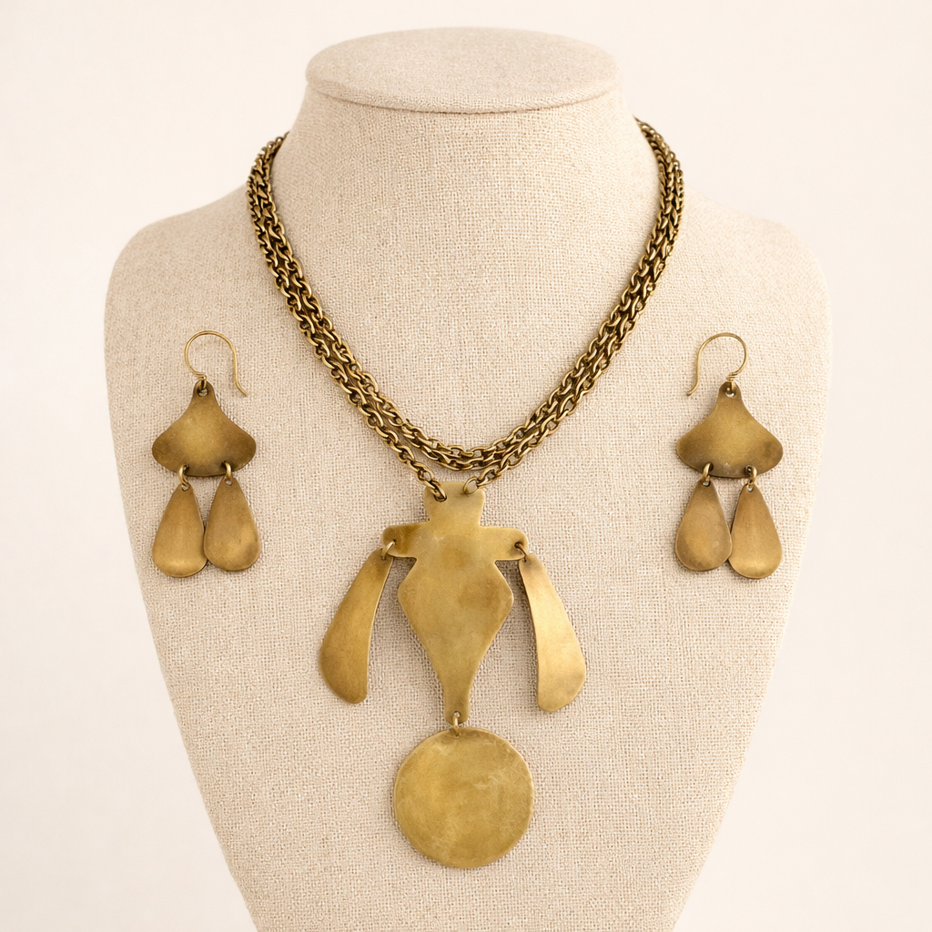 Whigmaleerie Premium Handcrafted Brass Modern Jewellery Set