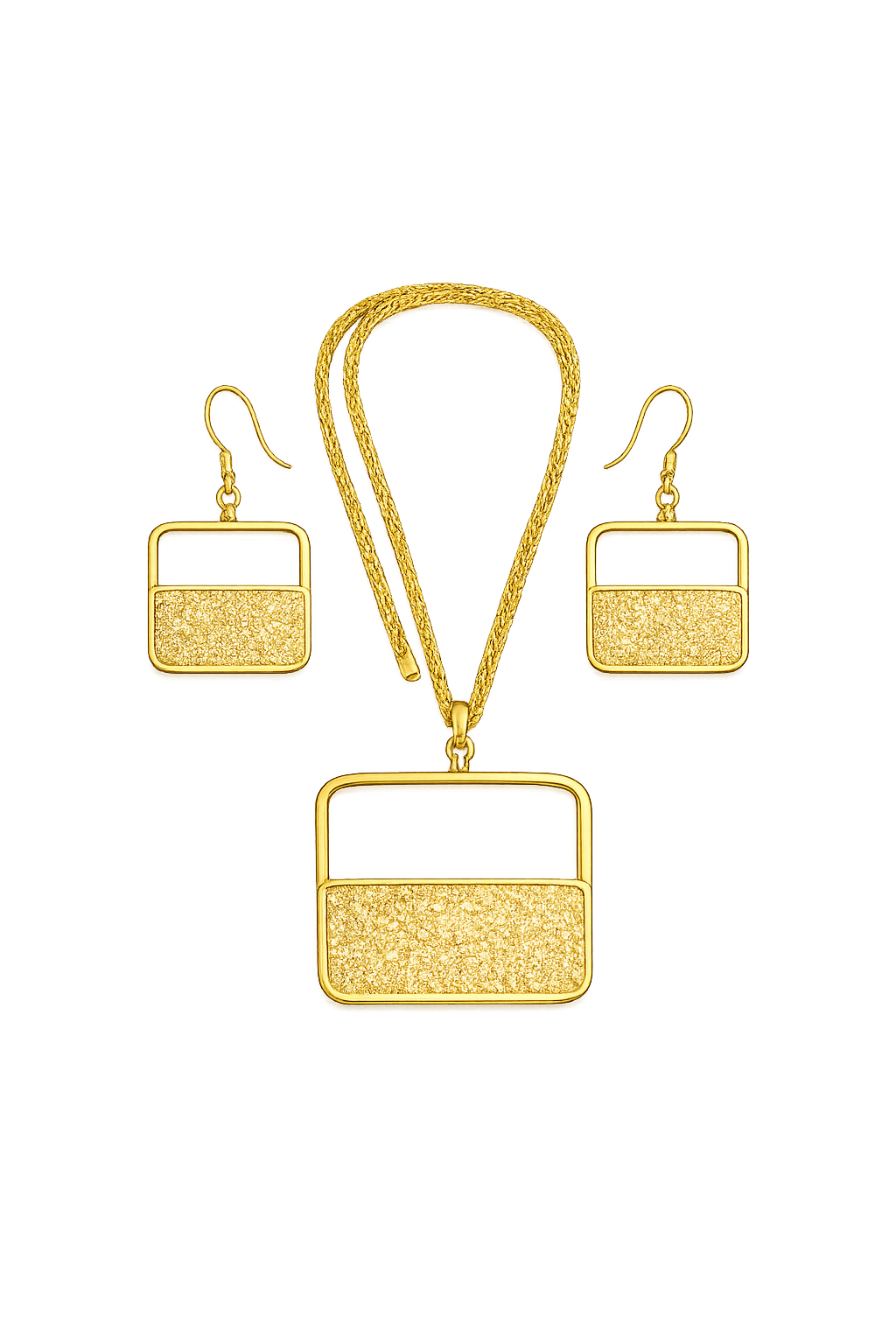 Savoir-faire of Vitality: Handcrafted Brass Pendant & Earrings Set