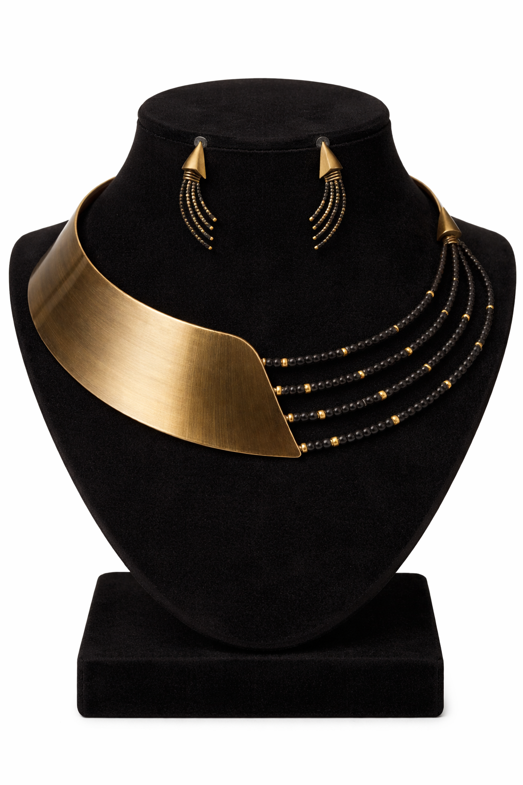 Amazing Trixie: Asymmetric Brass Collar & Earrings Set