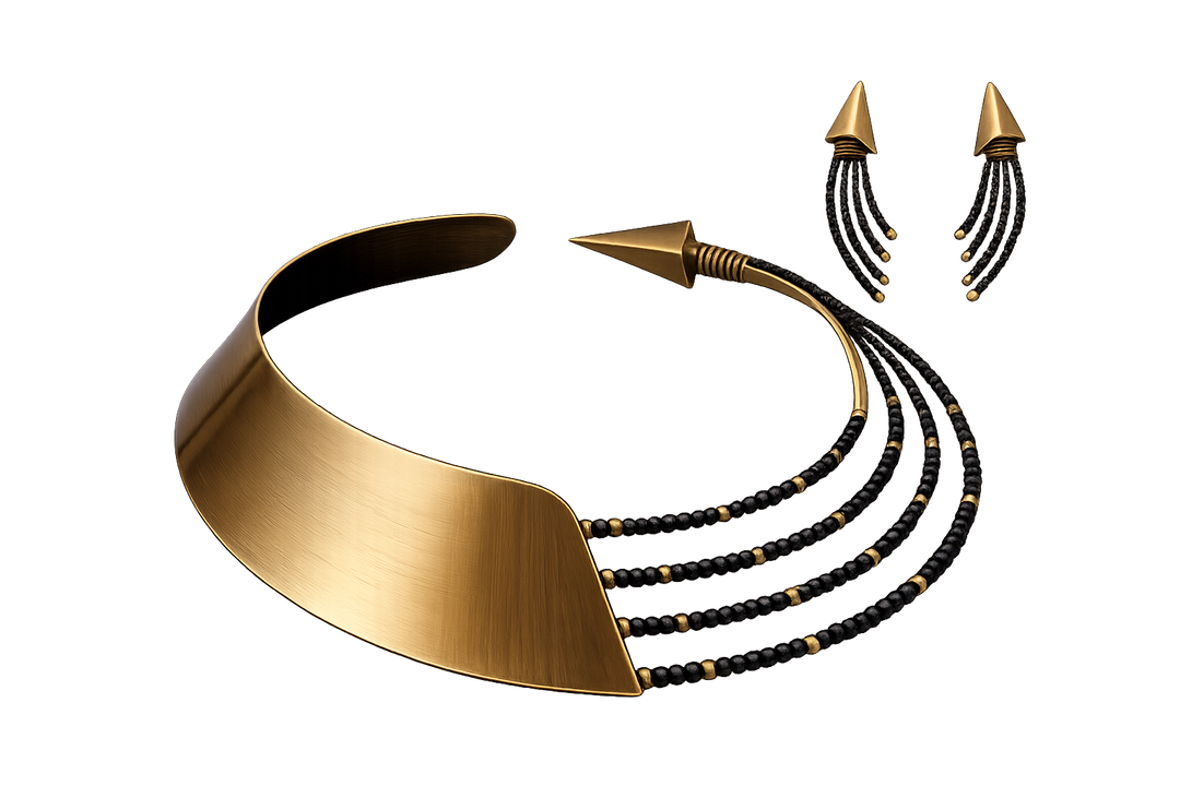 Amazing Trixie: Asymmetric Brass Collar & Earrings Set