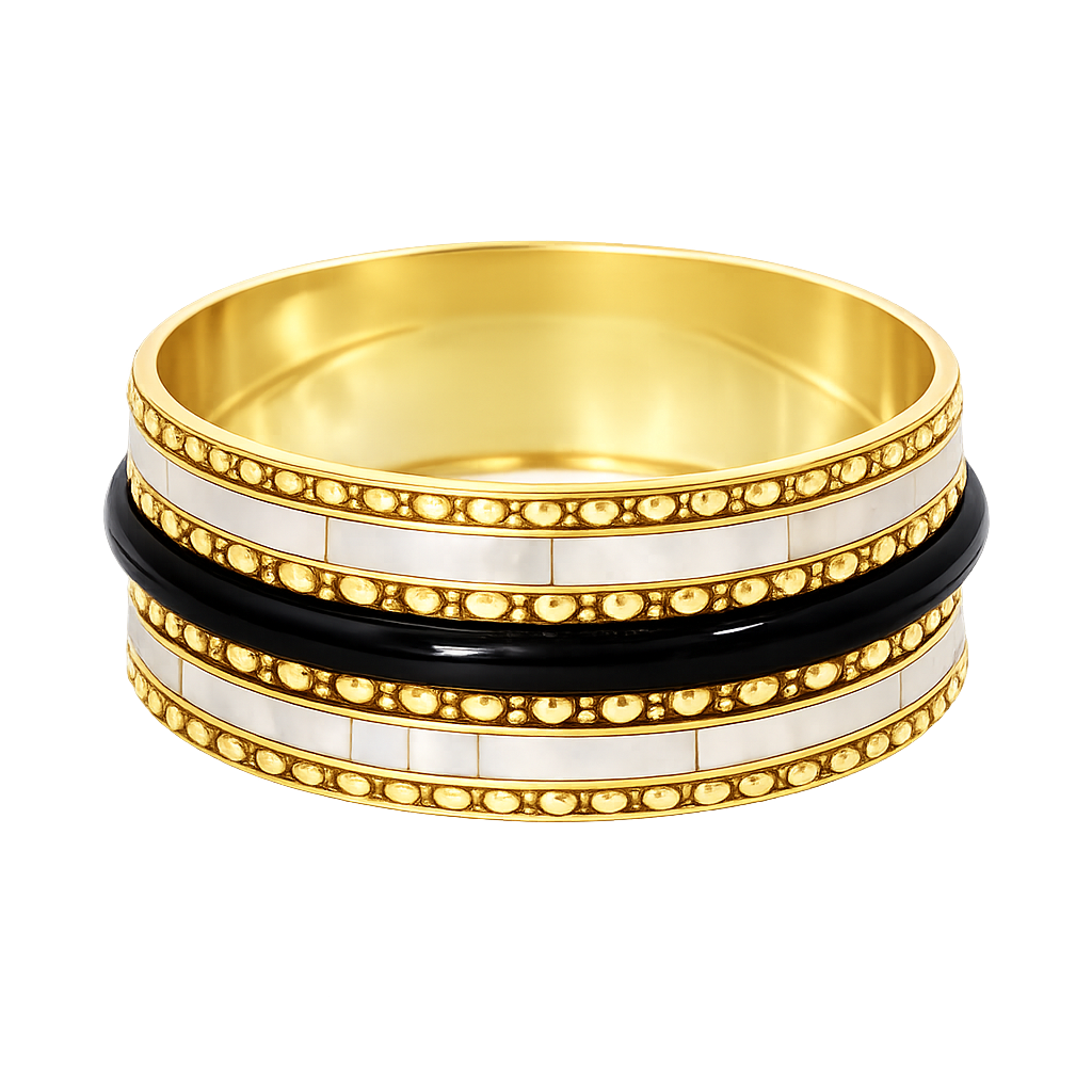 Handcrafted Seductive Fantasy Anthracite Black & Pearl Bangle