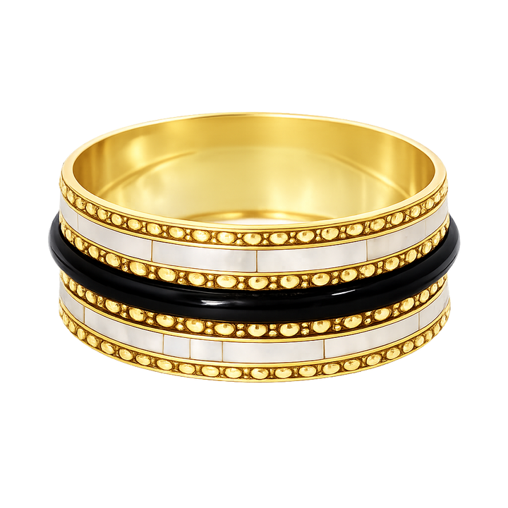 Handcrafted Seductive Fantasy Anthracite Black & Pearl Bangle