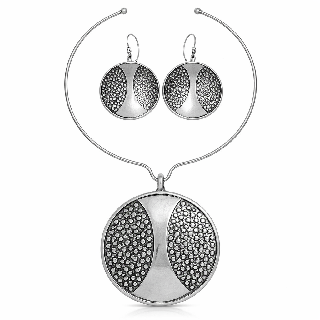 Zingara Grace: Handcrafted Brass Necklace & Earrings Set with Antique Finish