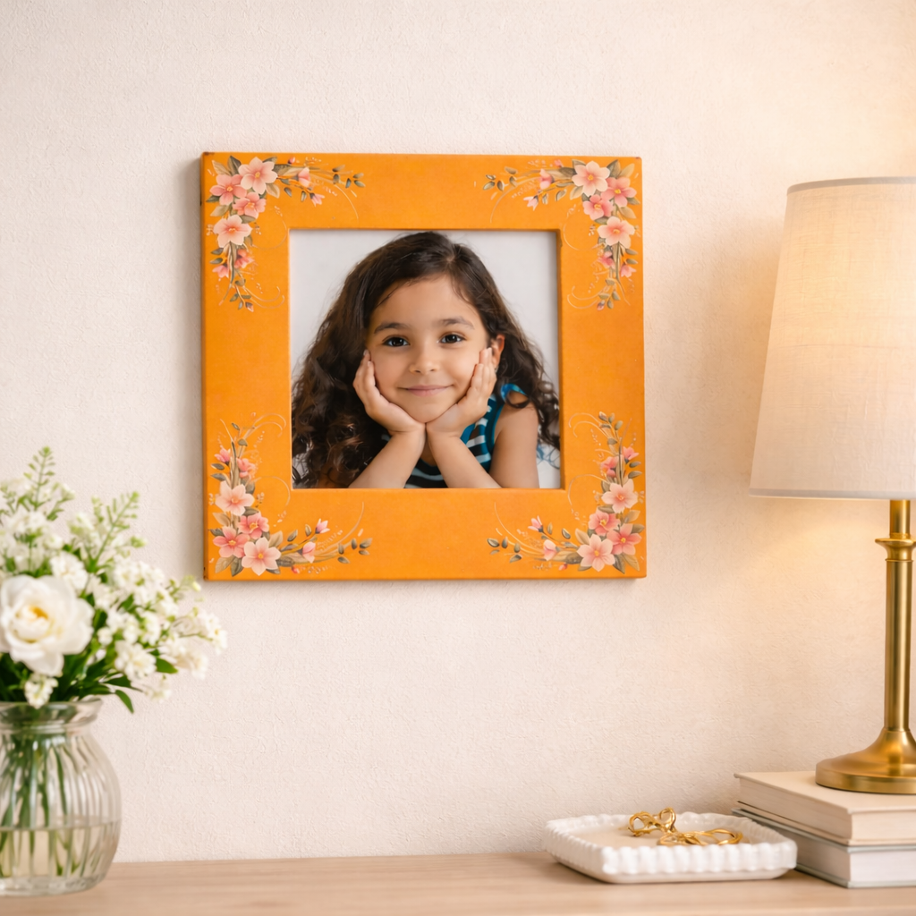 Square Decorative Floral Photo Frame for Home Décor