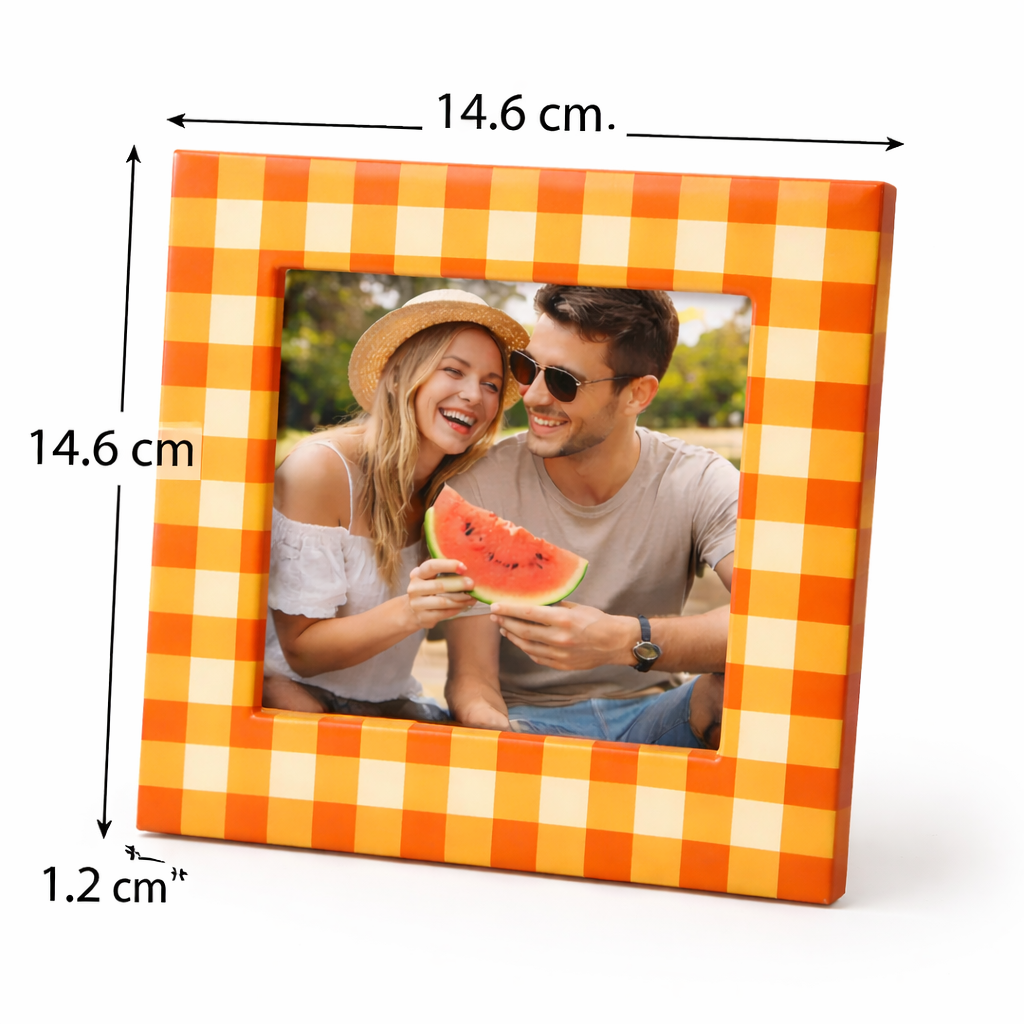 Square Check Pattern Photo Frame – Stylish Resin Fram